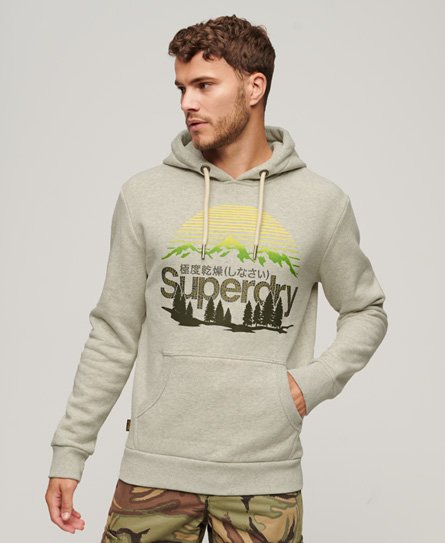 Superdry Mannen Great Outdoors Hoodie met Logo Lichtgrijs