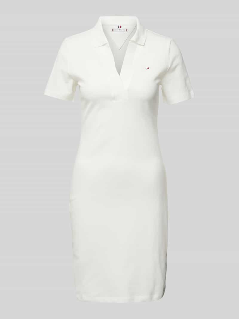 Tommy Hilfiger Polojurk SLIM OPEN NK POLO DRESS SS met geborduurde tommy hilfiger vlag