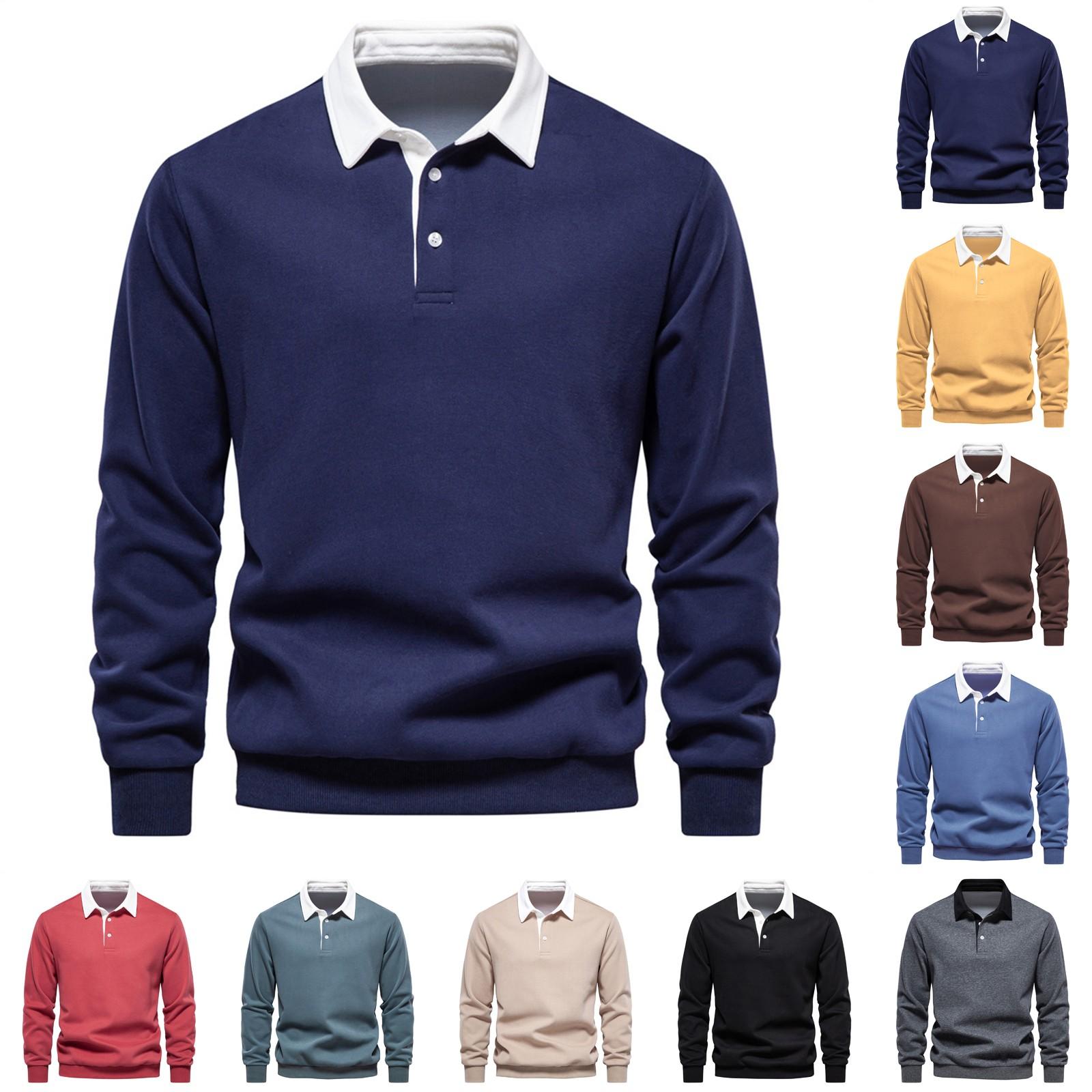 Niubiplus Grafisch en geborduurd mode-T-shirt voor heren met lange mouwen, sweatshirt met lange mouwen en lente L zwart