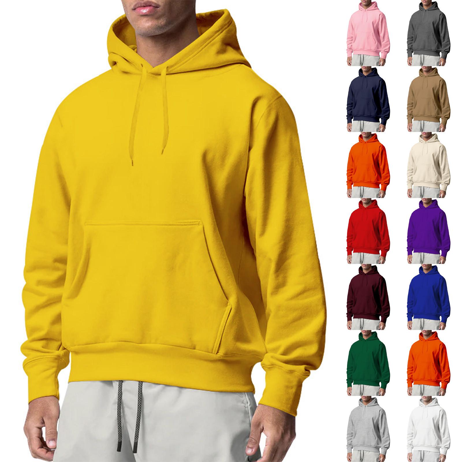 Sinking fish Heren Retro Hoodie met lange mouwen en capuchon Sweatshirt Tops Jasje Uitloper L beige