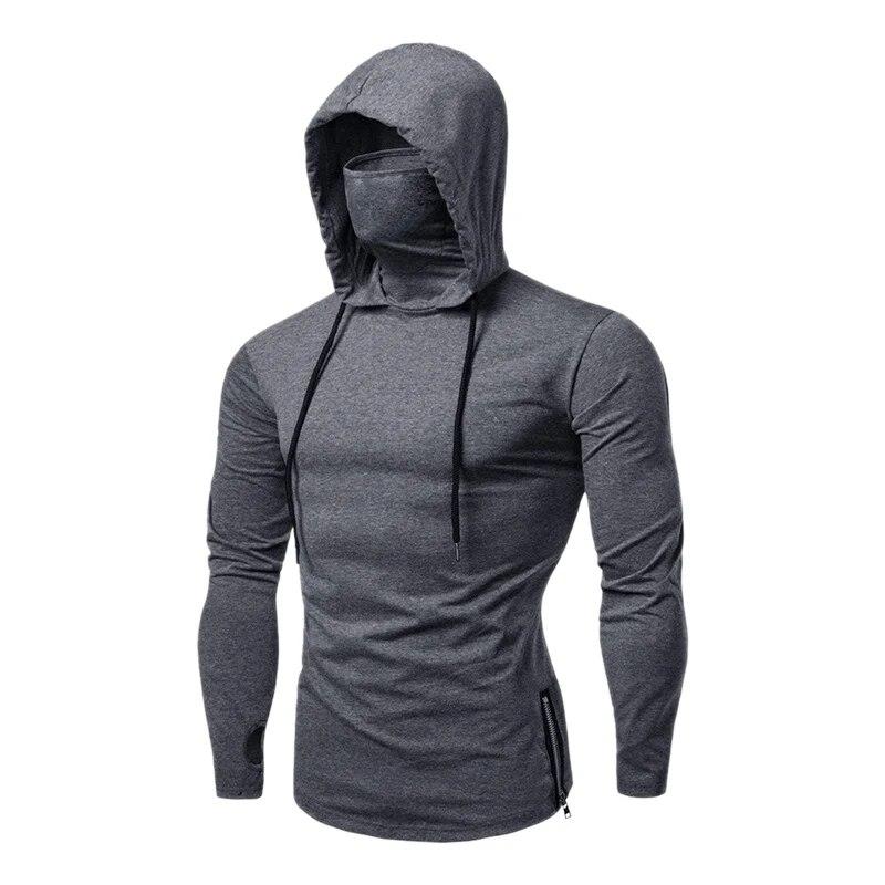 BOOSKU Heren Masker Hoodie Sweatshirt Jas Stiksels Truien Truien Tops Slim Fit Lange Mouw Top Tee Actieve Sportkleding L