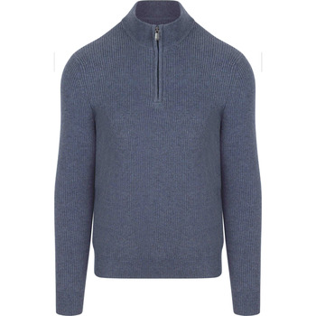 Sweater Suitable Half Zip Trui Wol Blend Donkerblauw