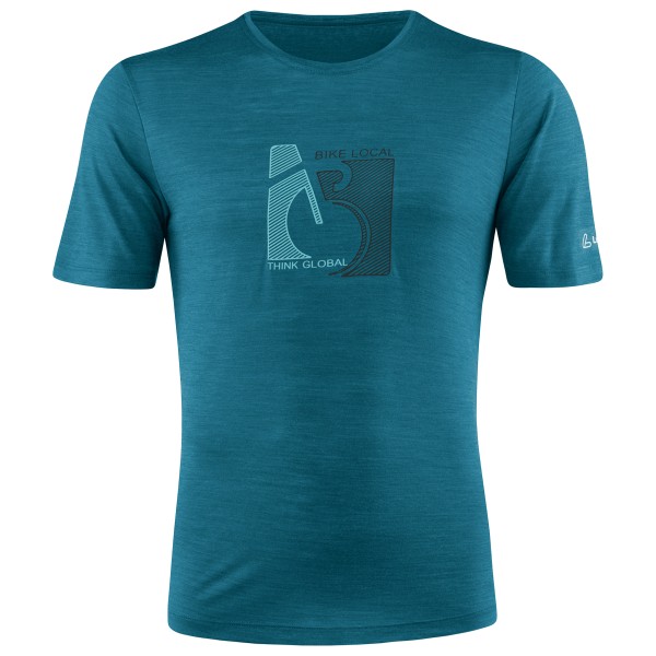 Löffler - Printshirt Bike Merino-Tencel - Merinoshirt, blauw/turkoois