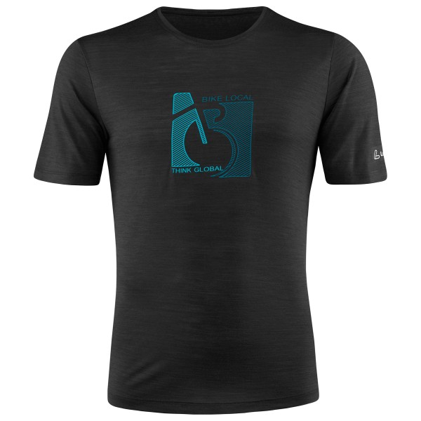 Löffler - Printshirt Bike Merino-Tencel - Merinoshirt, zwart