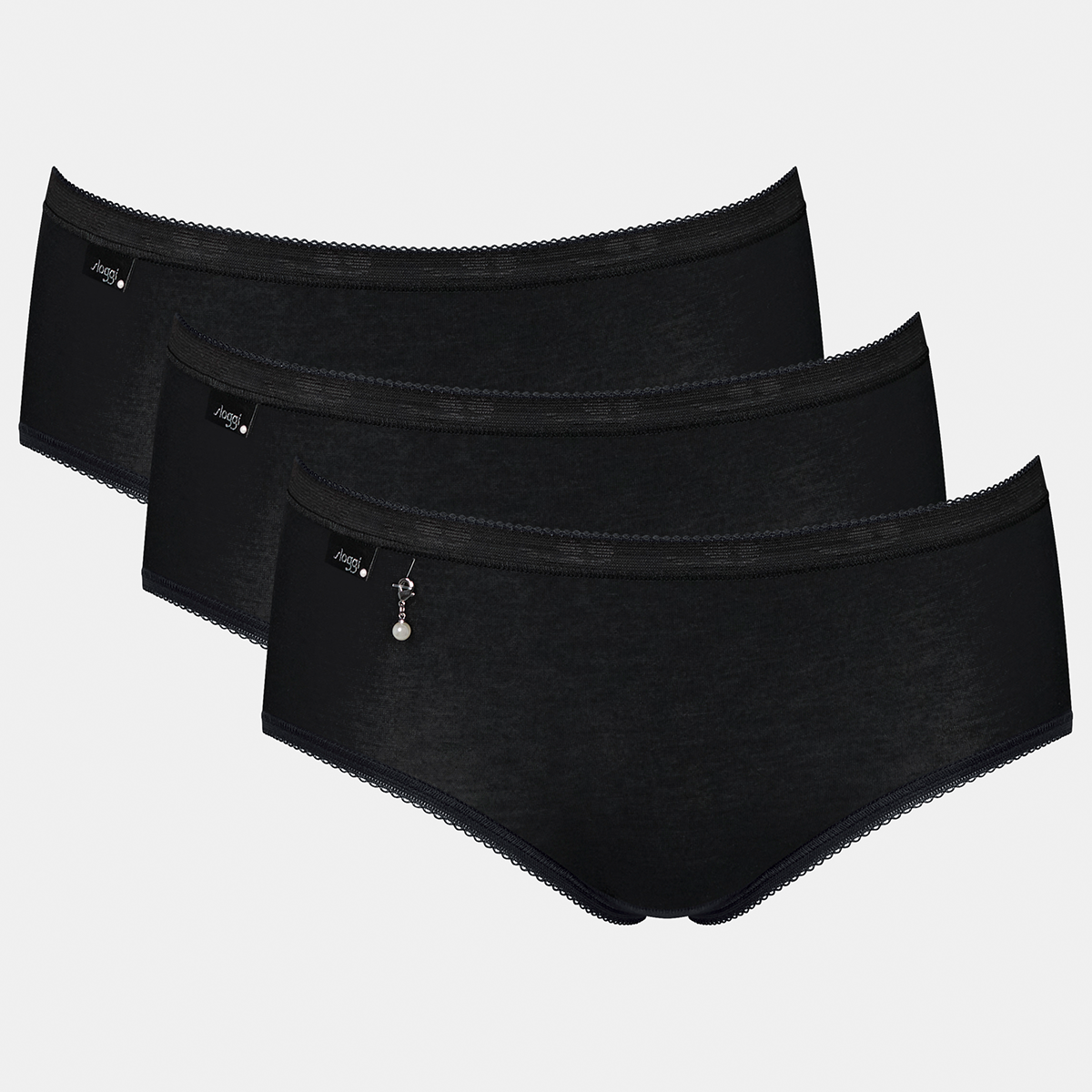 Sloggi Basic H Pearl 3-pack midi slip, zwart