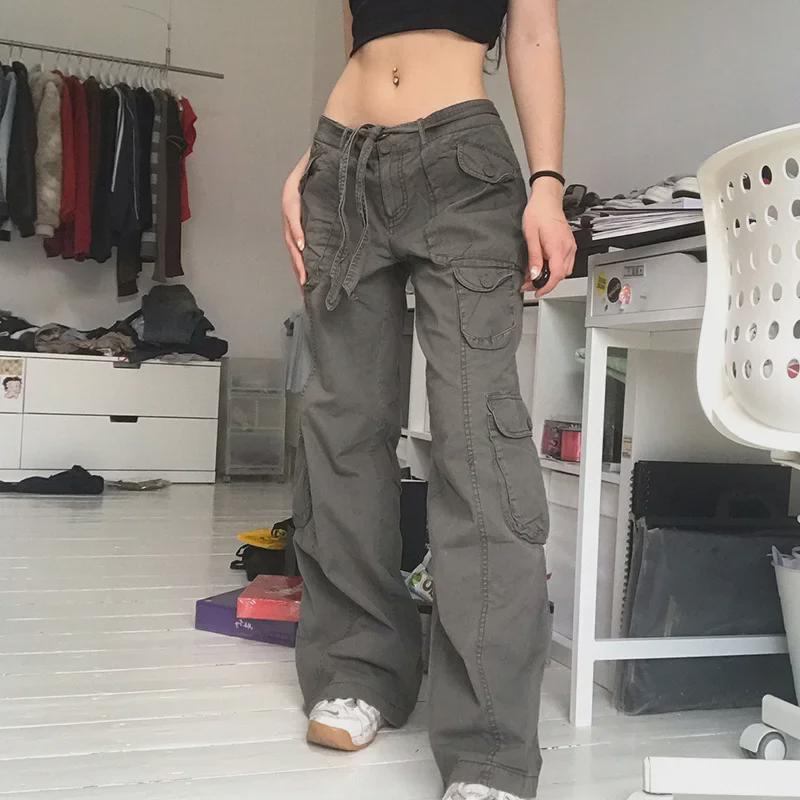 VantaGoods Unisex Retro Multi-Pocket Distressed Slim Straight Overalls - Trendy High Street Stijl Small koffie