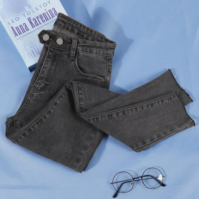 VantaGoods High-Waisted Double-Button Skinny Jeans voor dames - Slim Fit en veelzijdige Koreaanse stijl (Herfst 2021). 31