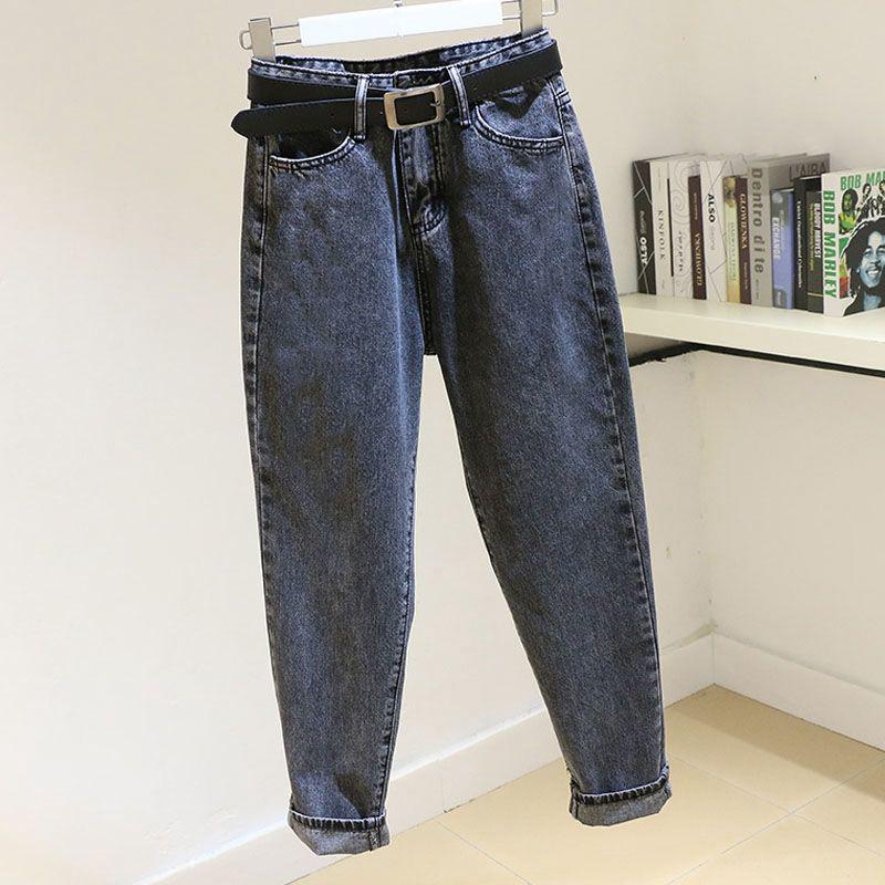 VantaGoods Hoge taille asgrijze jeans: 2020 Koreaanse stijl losse harembroek voor vrouwen L