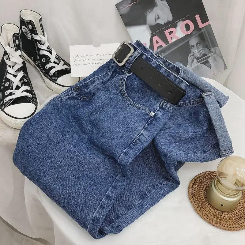 VantaGoods Dames High Waist Retro Jeans - 2021 Herfst Koreaanse Stijl, Losse Slim Fit, Wortel Harem Negen-Punten Broek XL