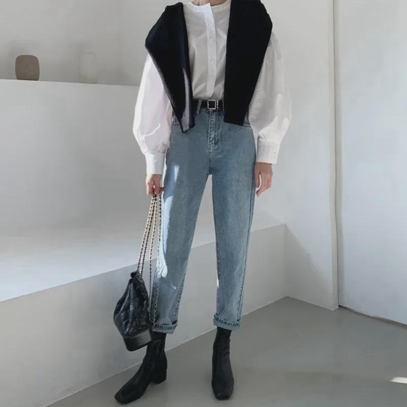 VantaGoods Dames High Waist Apricot Straight Loose Jeans - Lente 2021 Slim Harem Stijl 2XL