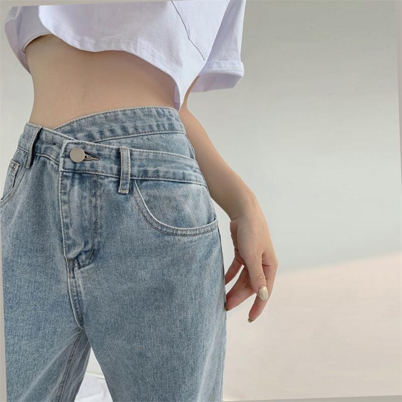 VantaGoods Dames jeans met hoge taille en wijde pijpen, slim fit - casual, losse pasvorm en draperie X-Large