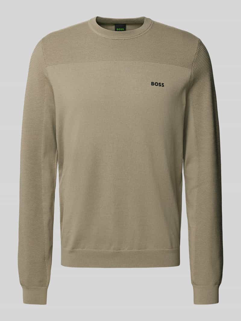 BOSS Green Gebreide pullover met ribboorden, model 'Momentum'