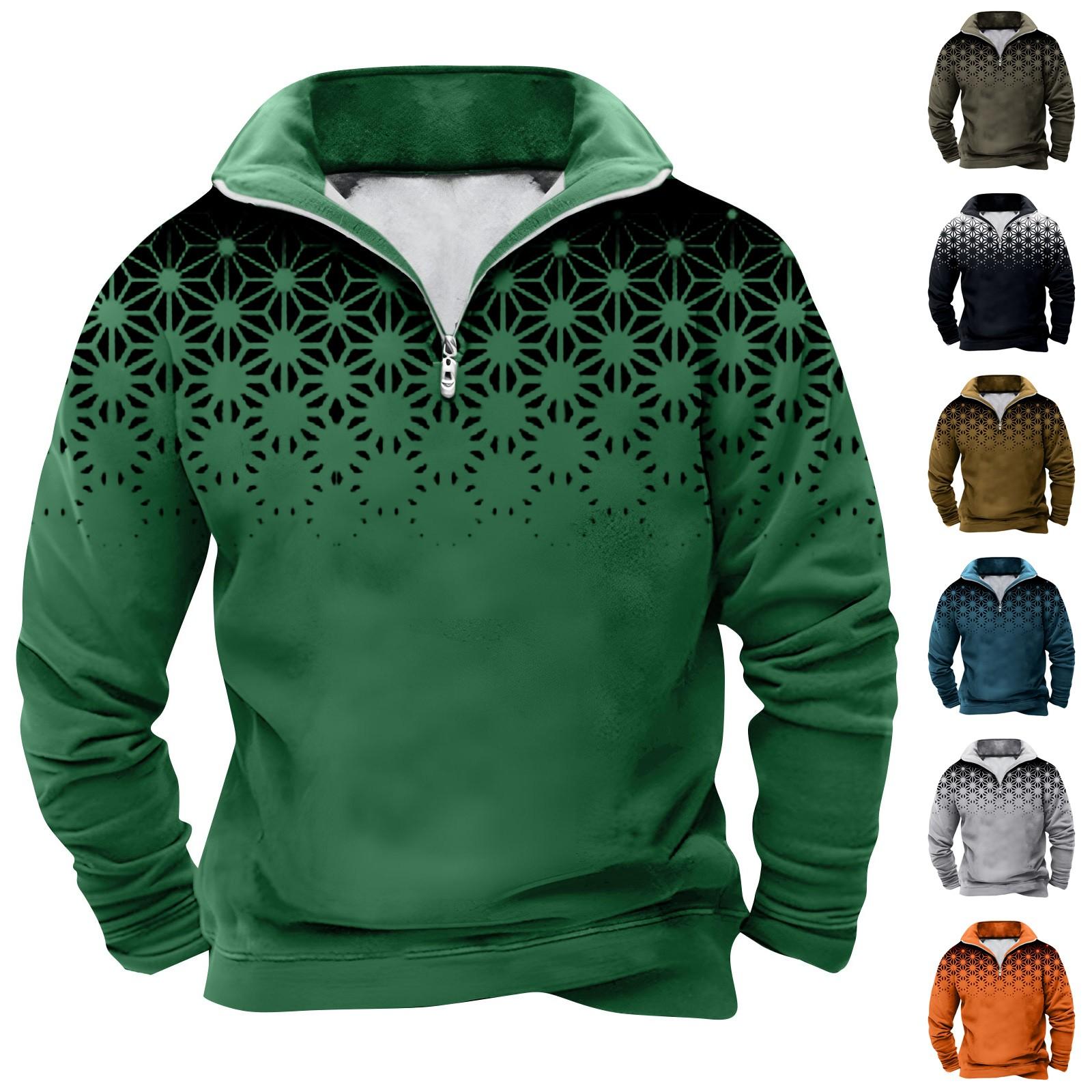 Niubiplus Heren Vintage High Neck Top Half Zip Sport Lange Mouw Trui L