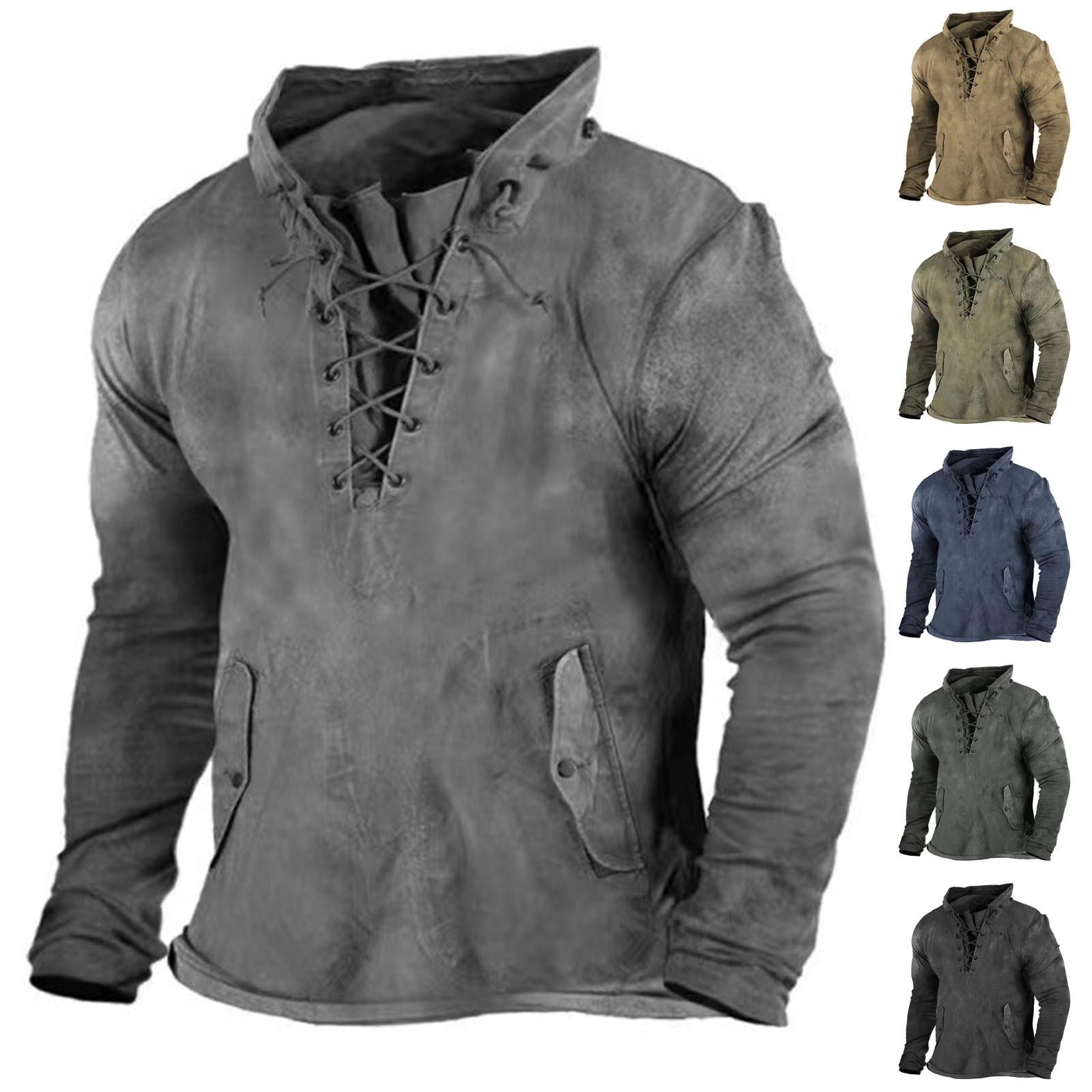 Niubiplus Fitnesskleding Heren Peripheral Sweater Hooded T-shirt met lange mouwen L