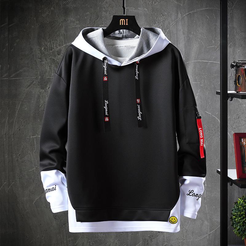 VantaGoods Heren effen capuchontrui - Street Fashion, lange mouwen, Koreaanse stijl voor de jeugd voor lente, herfst en winter L
