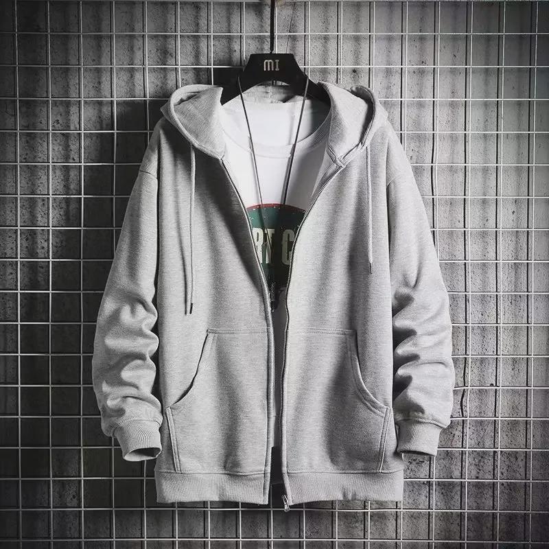 VantaGoods 2024 Lente & Herfst Herenmode Jas: High Street Hong Kong-stijl, Japans geïnspireerde trui, Koreaanse trend, losse pasvorm, capuchonontwerp. L grijze kleur