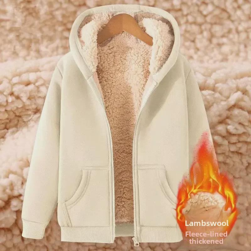 VantaGoods Heren zwart lamsleren vest met capuchon: Dikke, zware plus fluwelen sweatshirt voor tieners in de herfst/winter 2XL