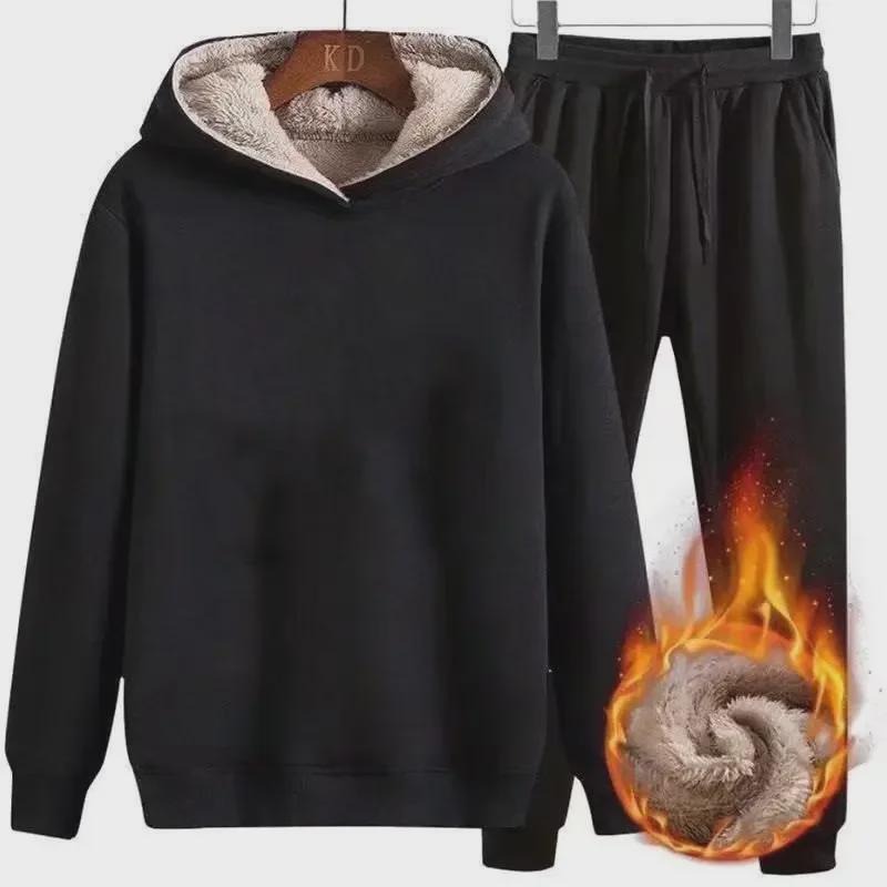 VantaGoods Dikke lamsvacht capuchonpak voor heren - Casual ritsvest trui voor herfst en winter XL
