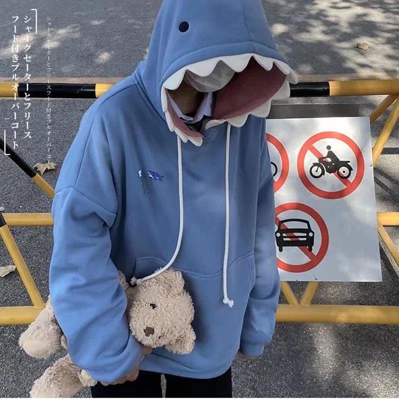 VantaGoods Heren Shark Hooded Sweatshirt: Trendy herfst-/winterjas in Hong Kong-stijl voor studenten en koppels M