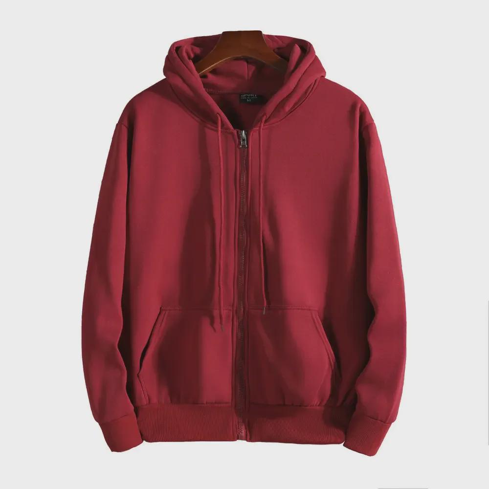 VantaGoods Unisex sweatshirt met capuchon en rits (2024) voor herfst en winter, losse pasvorm, grote maat L wijnrode kleur
