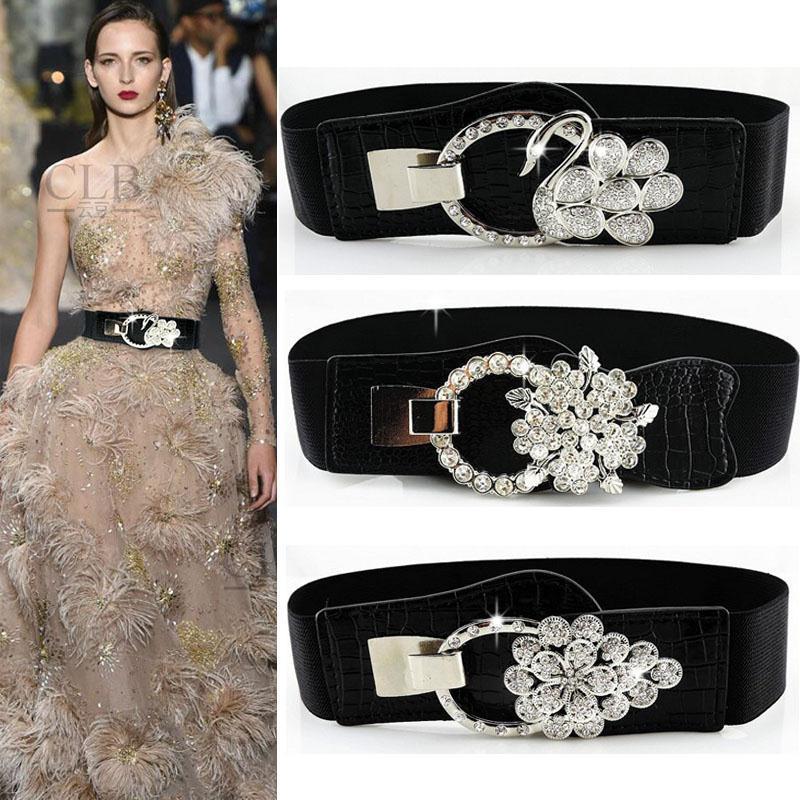 BC Clothing Zilveren gesp vrouwen riem korset pu leer brede dames jurk riem elastische vrouwelijke jas tailleband 65cm