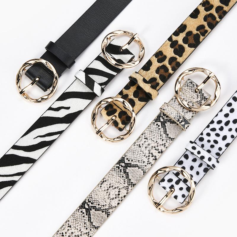 BC Clothing Vrouw riem cirkel pin gesp luipaard zebra patroon slangenhuid koe huid patroon jurk riem luxe Goth 105cm