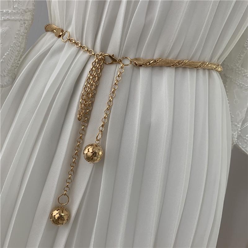BC Clothing Mode Elegante Vrouwen Metalen Ketting Riem Kwastje Lange Body Chain Jurk Rok Dames Tailleband