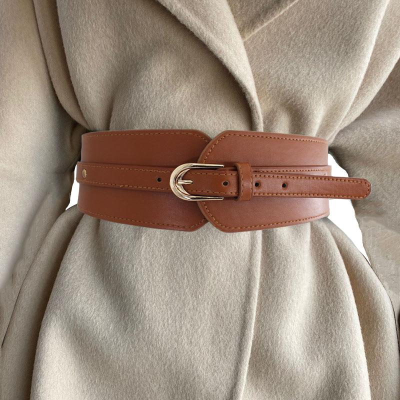 BC Clothing 89cm Vrouwelijke Brede Elastische Tailleband Ovale Pin Gesp Riem Voor Vrouwen Cinch Taille Stretch Band Overjas Jurk Kleding Versieren 89 cm kameel