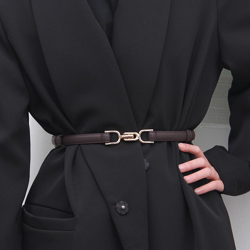 BC Clothing Vrouwelijke Verstelbare Pu Lederen Riem Dunne Metalen Gesp Riemen Voor Vrouwen Pak Jurk Tailleband Kleding Accessoires Pasek Damski 50-90 cm kameel