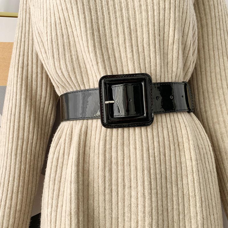 BC Clothing Brede dames tailleband van stevig lakleer, grote korsetriemen voor dames, hoge kwaliteit jurk tailleband, grote trui, jeansband, rood 103x4.8cm