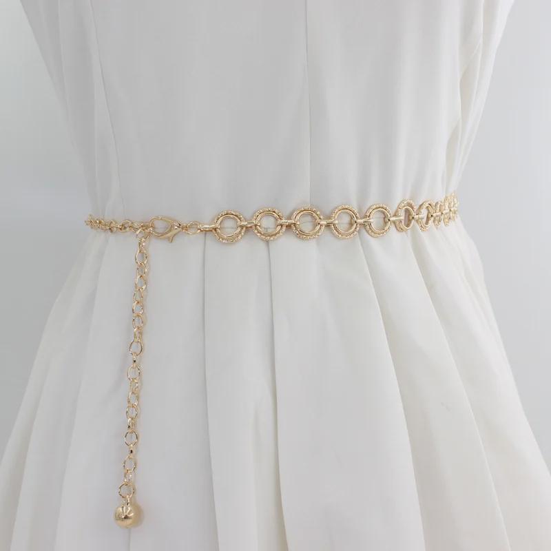 VantaGoods Vrouwen Koreaanse stijl verstelbare metalen riem ketting rok/jurk accessoire zilver