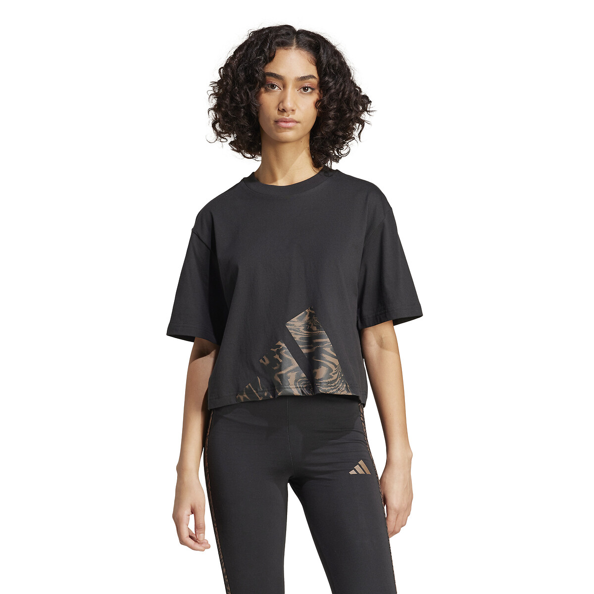 ADIDAS SPORTSWEAR Wijd T-shirt met 3-Stripes en dierenprint
