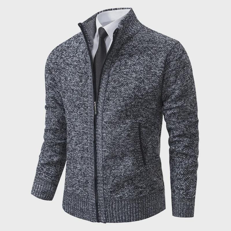 VantaGoods Wollen trui met opstaande kraag voor heren - warme gebreide herfst-/winterjas voor middelbare en jonge mensen XL beige
