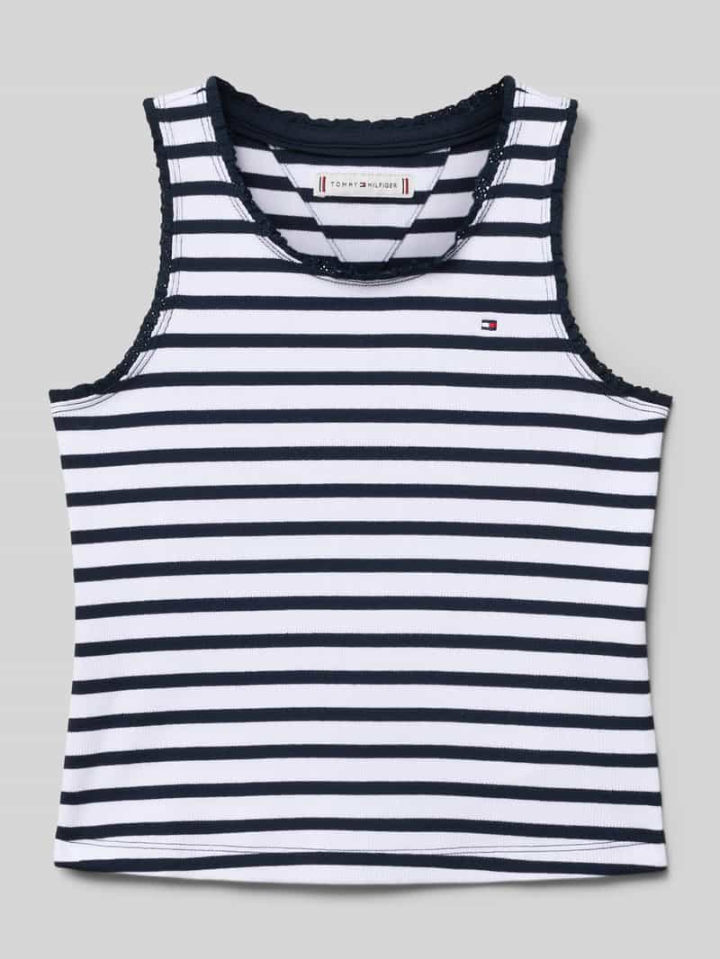 Tommy Hilfiger Tanktop ESSENTIAL RIB LACE TANK TOP met kant, met logo-borduursel