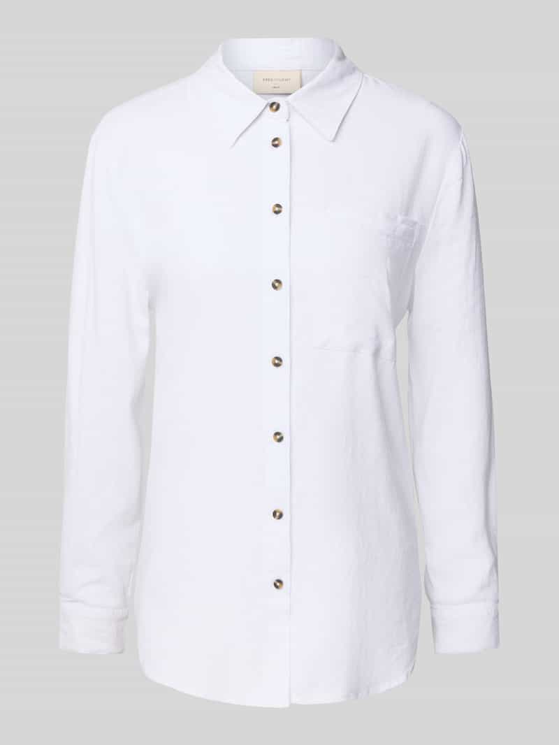 FREEQUENT Overhemdblouse FQLAVA-SH-SIMPLE van linnenmix, met borstzak