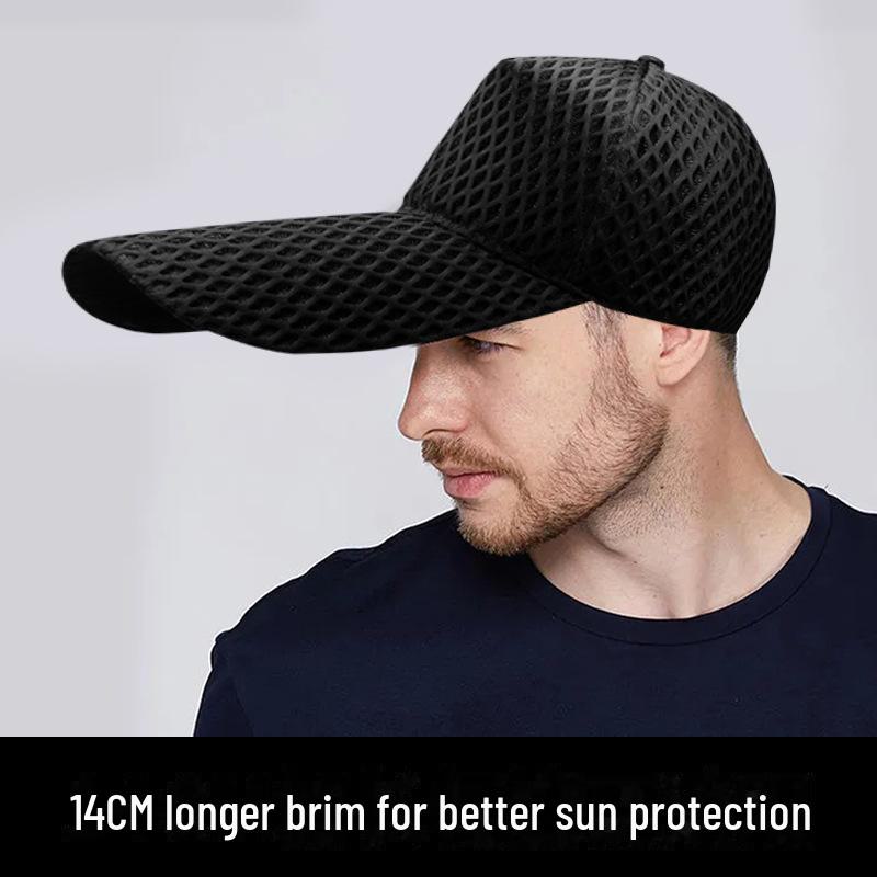 VantaGoods Unisex zomerzonnehoed met lange rand - ademende mesh eendenbekpet voor bescherming tegen de zon Extra Large (60-63CM) zwart