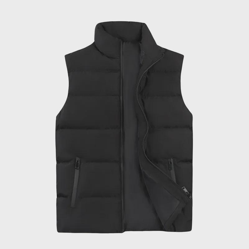 VantaGoods Heren herfst en winter casual losse katoenen vest met dons, plus size gilet jas 2XL zwart