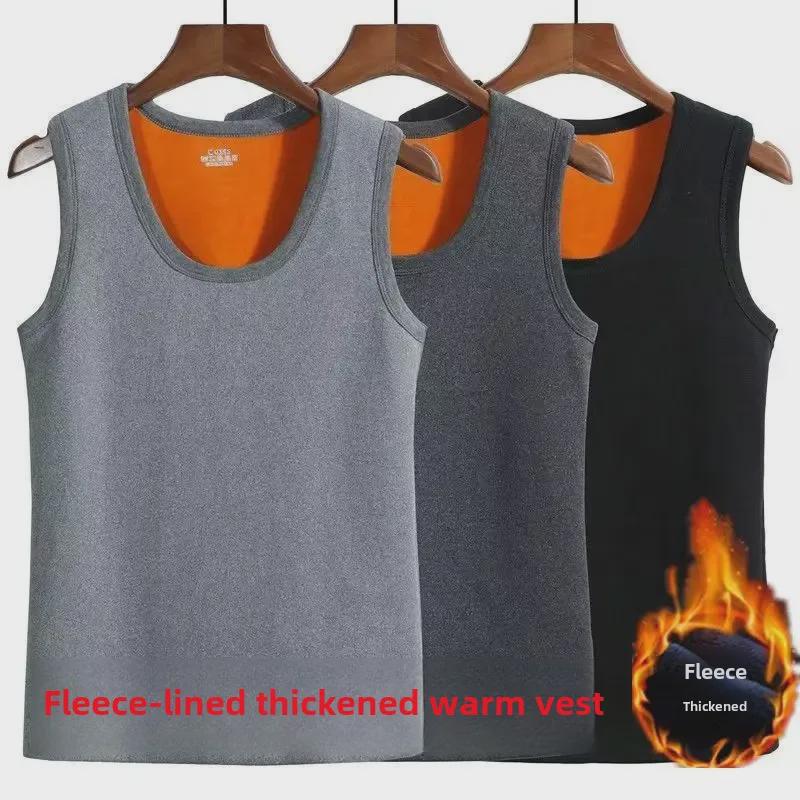 VantaGoods Dubbelzijdig pluche fleece vest voor heren - Warme, dikke, slanke pasvorm, koudebestendige basislaag M