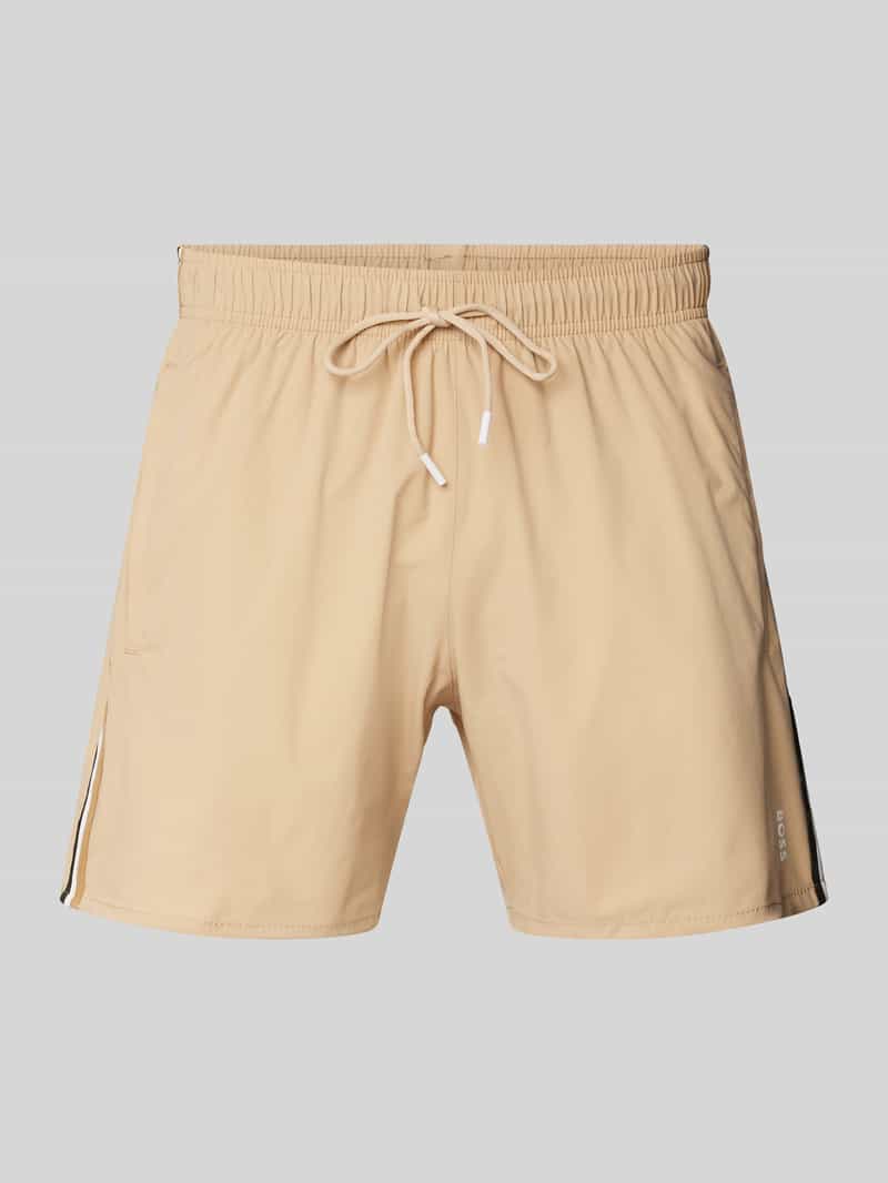 BOSS Zwemshort Iconic met contraststrepen opzij