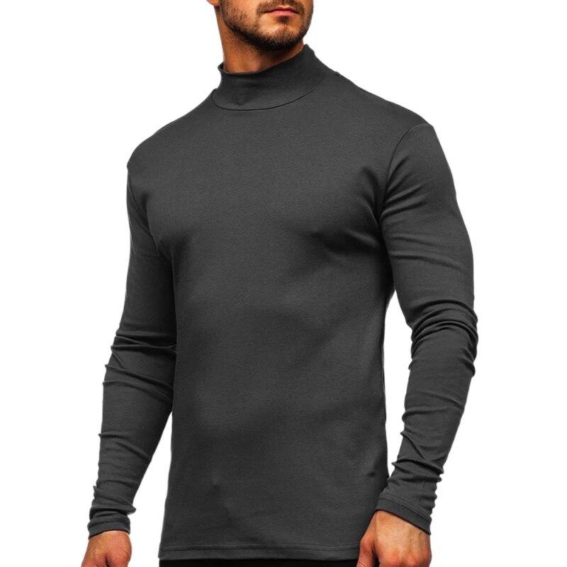 BOOSKU Heren slim fit zachte coltrui met lange mouwen Lichtgewicht T-shirt Thermisch ondergoed Basic Tops Mock Neck Base Layer Shirt M
