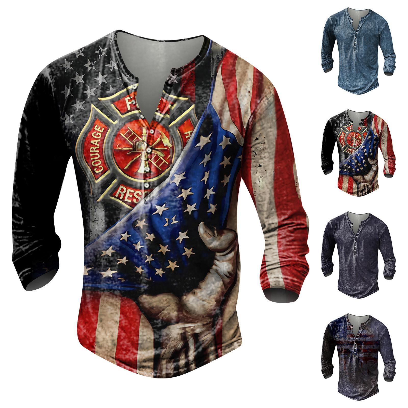 Niubiplus Grafisch en geborduurd mode-T-shirt voor heren, lente en herfst, bedrukt sweatshirt met lange mouwen L blauw