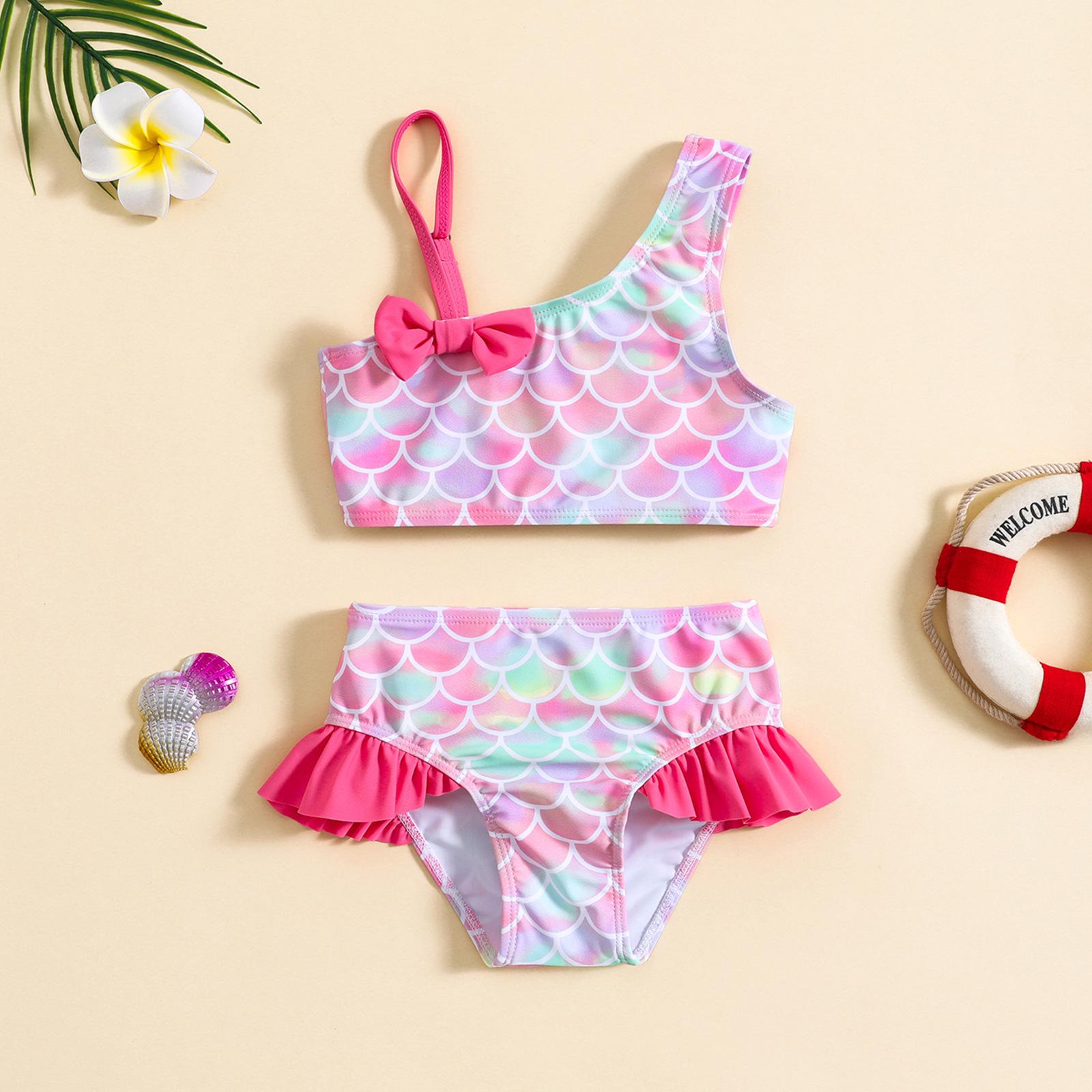 VantaGoods Bikini badpak met één schouder en strik voor babymeisjes 80 roze