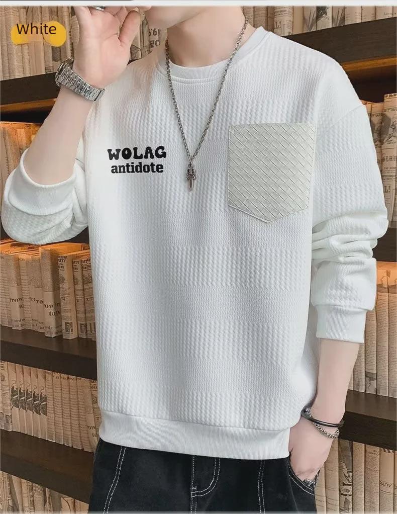 VantaGoods Heren Hip-Hop Jacquard Grijs Sweatshirt, Lente/Herfst 2023, Top met lange mouwen en ronde hals 3XL grijze kleur