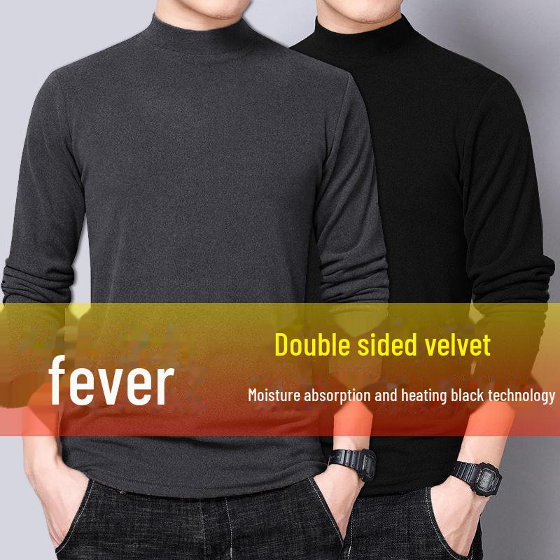 VantaGoods Dubbelzijdig Duits fluwelen thermisch T-shirt met lange mouwen en hoge kraag voor heren XL