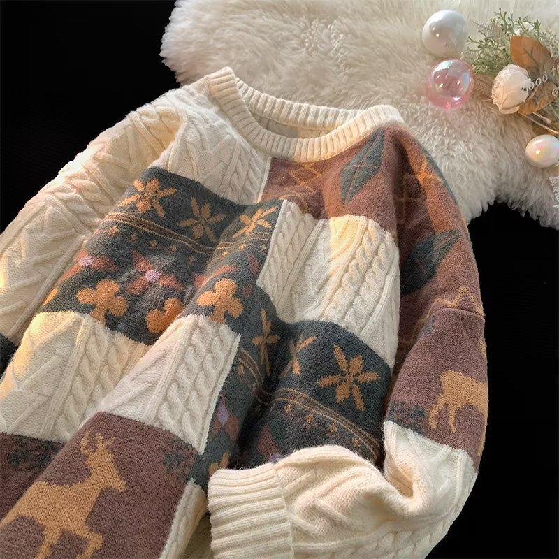 VantaGoods Heren Japanse Retro Losse Wintertrui - Trendy Luie Stijl Ronde Hals Pullover 2XL