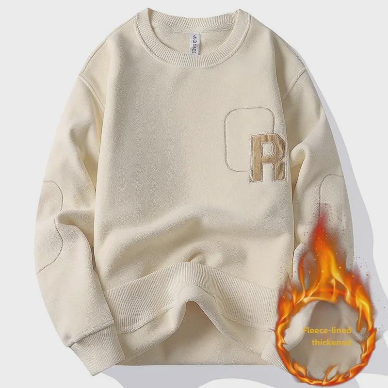 VantaGoods Heren dubbelzijdige fluwelen wintersweatshirt - Warme ronde hals casual top voor jonge mannen XL