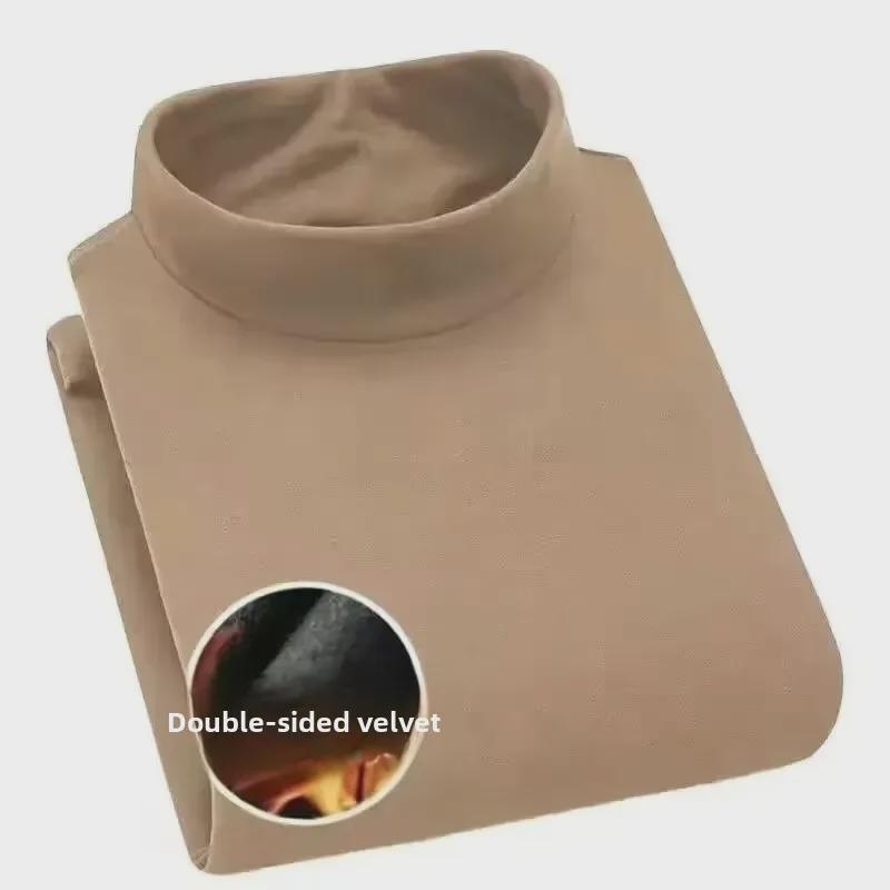VantaGoods Duits thermisch fluwelen overhemd met lange mouwen voor heren - geborsteld dubbelzijdig, effen kleur, halfhoge kraag, perfect voor herfst en winter. 5XL