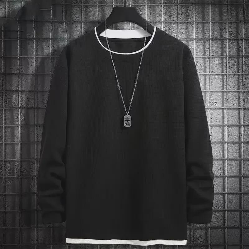 VantaGoods Heren losse splicing lange mouw sweatshirt, ronde hals, herfst/winter 2024 stijl L abrikoos