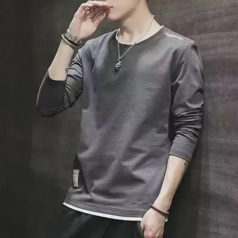 VantaGoods Trendy Hong Kong-stijl herfstshirt met lange mouwen en ronde hals voor heren 2XL zwart