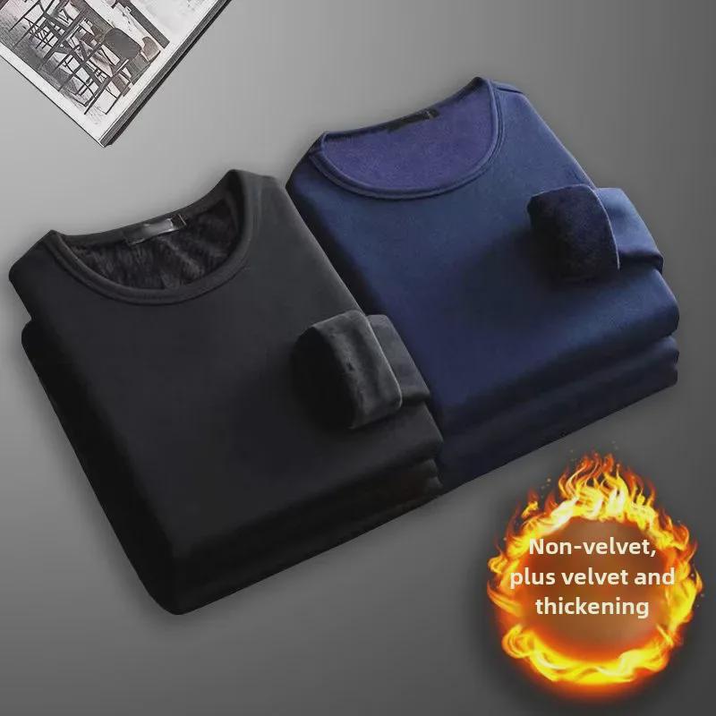 VantaGoods Heren Cozy Plus Velvet T-shirt met lange mouwen en ronde hals M